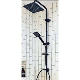 Resim Siyah Kare Duş Seti, Tepe Yağmurlama Duş Başlığı, Ekstra Büyük Robot Duş Sistemi 