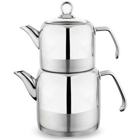 Resim Schafer Ada 4Parça Metal Kulplu Çaydanlık Küçük Boy Inox Gri 