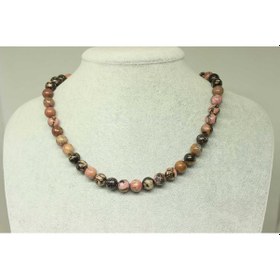 Resim Rodonit Taşı Kolye 8mm (klipsli) Altın 