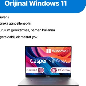 Resim Casper Nirvana S100 300NIT i5-13420H 24GB DDR5 500GB SSD 16" W11H Laptop S100.1342-CV00A-G-F 