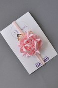 Resim El Yapımı Altın Yaprak Süslemeli Toz Pembe Kız Bebek-çocuk Iz Yapmaz Gül Modeli Saç Bandı/bandanası 