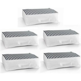 Resim 5'li Set Düzenleyici Yorgan Hurcu Lacivert Çizgili 53x44x20 Lacivert 