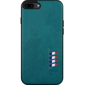 Resim Fitcase Apple iPhone 7 Plus / 8 Plus Kılıf Busy Deri Arka Kapak Yeşil 