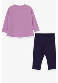 Resim Breeze Kız Bebek Taytlı Takım Kedicik Baskılı 9 Ay-3 Yaş Eflatun 