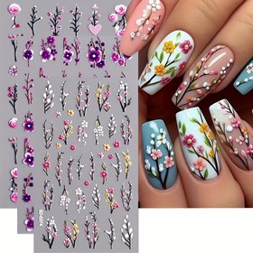 Resim 3 Sayfa 5D Kabartmalı Bahar Çiçeği Tırnak Sanatı Stickerları - Sevgililer Günü Aşk Teması Güller Papatyalar Simli Kendinden Yapışkanlı Hipoalerjenik Plastik Tırnak Süslemeleri, Kadınlar için İlkbahar Manikür Pedikür Dekorasyonları, Tırnak Sanatı için Tırnak Stickerları, Pedikür Aksesuarları 