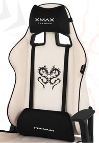 Resim XMAX / Rio Plus Balerion Terletmez Kadife Kumaş Beyaz Gaming Oyuncu Koltuğu / 120 Kg Taşır 