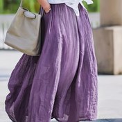 Resim Kadınlar için Lavanta Mor Retro Tarzı Uzun Elbise - Nefes Alabilen Polyester, Cep Detaylı, Rahat Desen, İlkbahar/Yaz İçin Şık Desen|Vintage Tarzı Elbise|Polyester Kumaş 