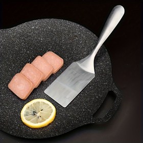Resim 1 adet Paslanmaz Çelik Küçük Kızartma Kaşığı - 10 inç/25.5 cm Metal Spatula Izgara, Biftek, Pancake için - Yapışmaz, Isıya Dayanıklı, Dayanıklı, Temizlemesi Kolay, Düz Sunucu Dönmesi 