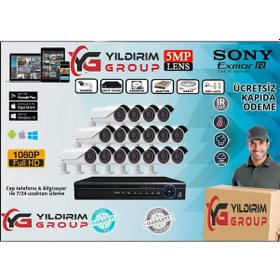 Resim 17'Li 5Mp Sony Lens Ahd Full Paket Güvenlik Kamerası 