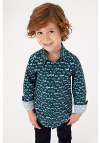 Resim U.s. Polo Assn. Erkek Çocuk Koyu Yeşil Gömlek Desenli 50316732-vr079 Koyu Yesıl 