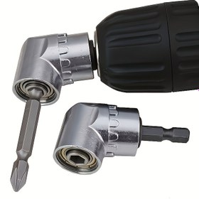 Resim 1 adet 105° Açılı Matkap Ucu Adaptörü, Elektrikli Vida Hırdavat Aleti Aksesuarı, Zaman Tasarruflu ve Zahmetsiz, Döner Vida, Tornavida Adaptörü, Tornavida Uzatma 