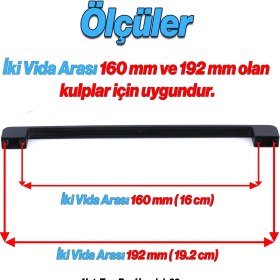 Resim Nzb Metal Kulp 192 mm -19.2 cm Mobilya Çekmece Mutfak Dolabı Dolap Kulpları Kulbu Siyah 