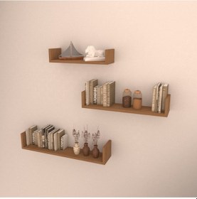 Resim Rafkestir 3 Lü Bolera Duvar Raf Seti Bambu ( Mat ) 