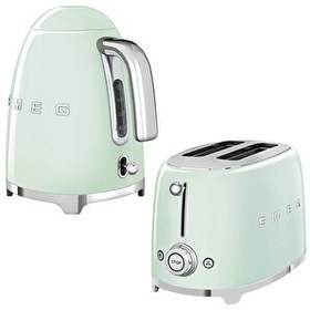 Resim Smeg KLF03PGEU Pastel Yeşil Kettle ve 1x2 TSF01PGEU Ekmek Kızartma Makinesi Seti 