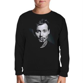 Resim Johnny Depp Siyah Çocuk Sweatshirt 