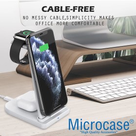Resim Microcase Iphone-apple Watch-airpods Ile Uyumlu 15w 3in1 Manyetik Kablosuz Şarj Standı - Al3697 