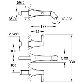 Resim Grohe Grandera 3 Delikli Duvardan Lavabo Bataryası 20414Ig0 