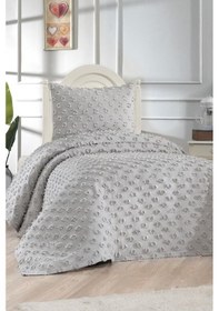 Resim Çeyiz Diyarı Konik 2 Parça Tek Kişilik Pike Takımı Gri Gri 