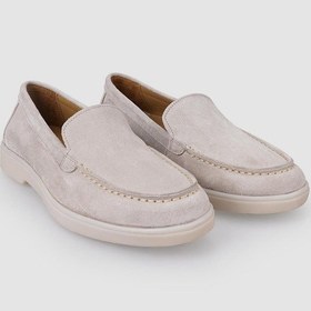 Resim %100 Hakiki Deri Bej Süet Kadın Loafer Bej 