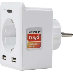 Resim Özbience Akıllı Priz 2 Usb, Wi-Fi, Tuya, Google, Alexa, Siri Uyumlu, 10A Koruma 