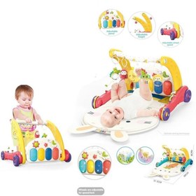 Resim NW NessiWorld BIB6016- Vardem Piyanolu Bebek Yürüteci ve Tavşan Desenli Kırmızı Oyun Halısı 2 in 1 