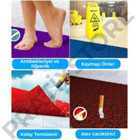 Resim Islak Zeminlerde Kaydırmaz Banyo Paspası - Hijyen İçin İdeal Duş Abdest Lavabo Kapı Önü Paspası (Gri) - 90 x 50 
