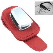 Resim Honmex Araç Güneşlik Gözlük Tutucu, Alüminyum Deri, Kaymazsız, Gözlükleri Koruyucu Depolama Klipsi Kırmızı 