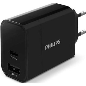 Resim Philips Uyumlu Dlp2621/12 Usb-A Type-C 30W Şarj Adaptörü Siyah 