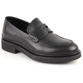 Resim Libero Lz5009 Geniş Kalıp %100 Hakiki Antik Deri Kalın Tabanlı Kadın Loafer Siyah 