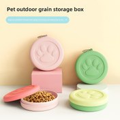 Resim 1 adet Pet Seyahat Kase Pet Açık Hava Taşınabilir Köpek Yem Kase Atıştırmalık Kutusu Çok Fonksiyonlu Köpek ve Kedi Açık Hava Kase Besleme Suyu 