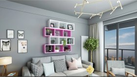 Resim Kitaplık Lux Yatay Duvar Rafı Pembe Beyaz 4 Lü Takım Pembe Beyaz 