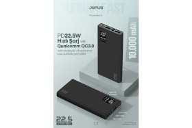 Resim Jopus 10000MAH Powerbank Pd 22,5W Hızlı Şarj - Dijital Ekranlı - Taşınabilir Şarj Cihazı - JP-P12 