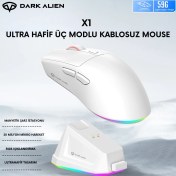 Resim Leaven Dark Alien X1 Kablosuz 3 Modlu Ultra Hafif Oyuncu Mouse- 59 Gram 400 Mah Batarya- Makrolu 