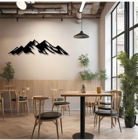Resim Şık Metal Tablo Dağ Silüeti Dark Mountain Metal Duvar Tablosu Doğal 