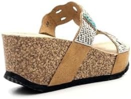 Resim Guja 25Y101 Kadın Taşlı Comfort Dolgu Topuk Terlik Camel 41 