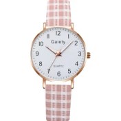 Resim Hanyang 1 Pc Pembe Bir Bilezik Izle Kadın Moda Rahat Ekose Deri Saatler Basit Bayanlar Küçük Kadran Kuvars Saat Elbise Kol Saatleri Reloj Mujer (Yurt Dışından) 