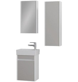 Resim Denko Natalia 40 Cm Mdf Kül Gri Banyo Dolabı Takımı + Boy Dolabı Gri 