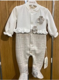 Resim Lamato Baby Fırfır Detaylı Çiçek Aksesuarlı Bebe Kız Tulum Bej 