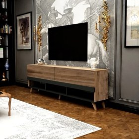 Resim BM Dekor Tv Sehpası Kura Çırağan Antrasit 180 cm 