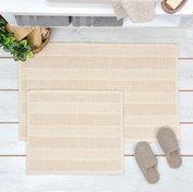 Resim Bluenity Yol Doğal Pamuk 2'li Banyo Paspası - Ekru - 60x100 cm + 50x60 cm 