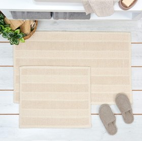 Resim Bluenity Yol Doğal Pamuk 2'li Banyo Paspası - Ekru - 60x100 cm + 50x60 cm 