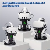 Resim Meta Quest 3s/Meta Quest3/Meta Quest 2/Rift/Pico Şarj + Ekran Standı, Meta Quest 3 Kontrolör Depolama Standı + Meta Quest 2 Kontrolör Asma Rafı, Yeni VR Depolama Standı 2024'te, Tip C Şarj + RGB Şarj Gösterge Işığı, Ayrıca şarj kablolarını ve veri kablolarını da depolayabilir Kulaklık dahil değildir, konsol veya kontrol cihazı 