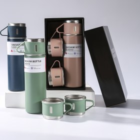 Resim Paslanmaz Çelik Vakumlu Seyahat Termosu Seti - 16.91oz Isı ve Soğuk Saklama Özellikli, 2 Kapaklı - Kahve, Çay ve İçecekler için 12 Saatlik Isıtma Süresi - Açık Hava, Ofis ve Hediye için İdeal - 304 Paslanmaz Çelik Bardak & Kupa Paketi 