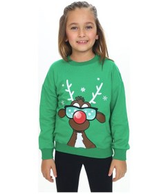 Resim Toontoy Kids Toontoy Kız Çocuk Baskılı Sweatshirt Çimen Yeşili 