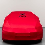 Resim Teksin Dacia Sandero 2 (2016-2020) Kumaş Logolu Oto Branda - Penye Örtü Kırmızı 