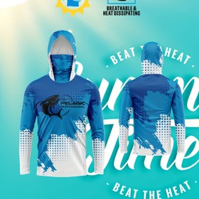 Resim Serinletici Etkili Balıkçılık Giyim, Plaj Koruyucu Giyim, Güneş Ayarı Hoodie, Maske, Açık Hava Avı Ekipmanı ve Koruyucu Giyim. 