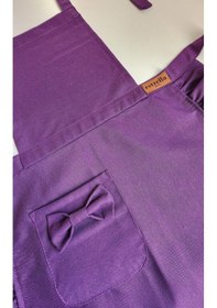 Resim Keten Fırfırlı Bohem Mutfak Önlüğü Mor 