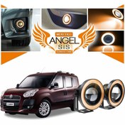 Resim STS Oto Aksesuar Fiat Doblo D3 Uyumlu Universal Mercekli Led Angel Sis Farı 76mm Turuncu Renk 