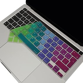 Resim McStorey MacBook Pro Arapça Klavye Koruyucu – UK ISO Ters L Enter – Touch Bar Uyumlu – 13 inç A2251 A2289 A2338 (M1/M2) – 16 inç A2141 – Ultra İnce Silikon Pembe Yeşil 