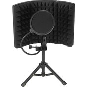 Resim Wezone Ses Yalıtımlı Mikrofon Ekranı - 3 Parçalı Katlanabilir Ses Emici Kayıt Ekipmanı 